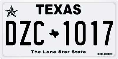 TX license plate DZC1017