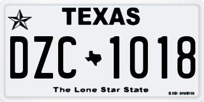 TX license plate DZC1018
