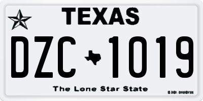 TX license plate DZC1019