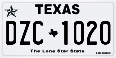 TX license plate DZC1020