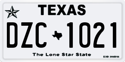 TX license plate DZC1021