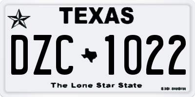 TX license plate DZC1022