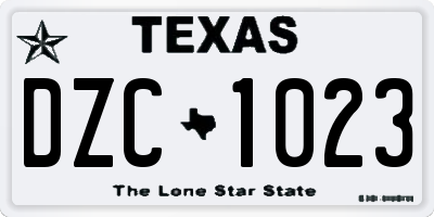 TX license plate DZC1023