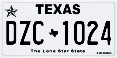 TX license plate DZC1024