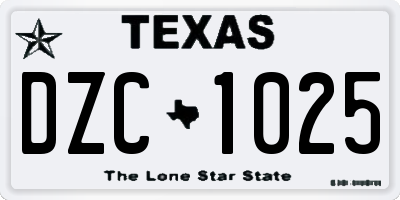 TX license plate DZC1025
