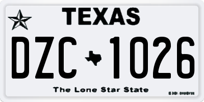 TX license plate DZC1026
