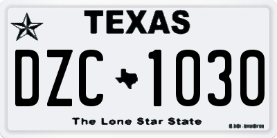 TX license plate DZC1030