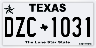 TX license plate DZC1031