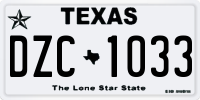 TX license plate DZC1033