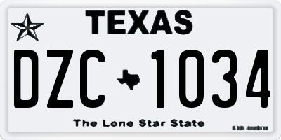 TX license plate DZC1034