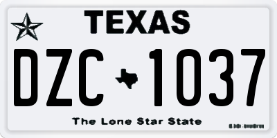 TX license plate DZC1037
