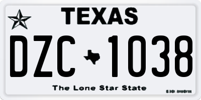 TX license plate DZC1038
