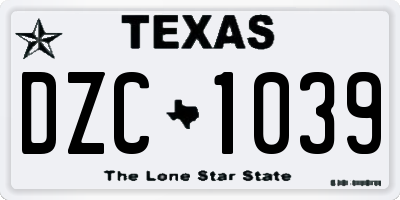 TX license plate DZC1039