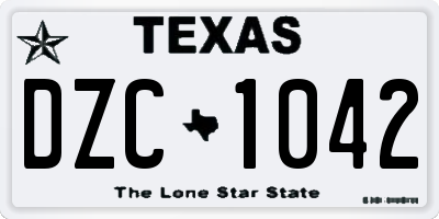 TX license plate DZC1042