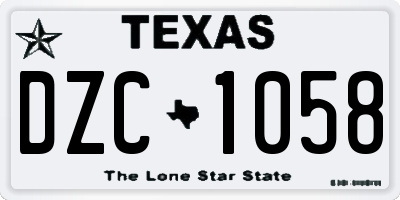 TX license plate DZC1058