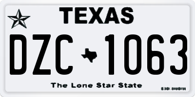 TX license plate DZC1063