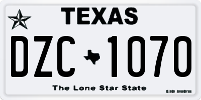 TX license plate DZC1070
