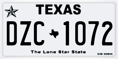 TX license plate DZC1072