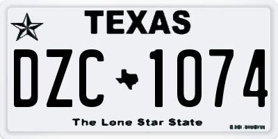 TX license plate DZC1074