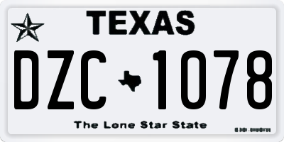 TX license plate DZC1078