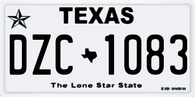 TX license plate DZC1083