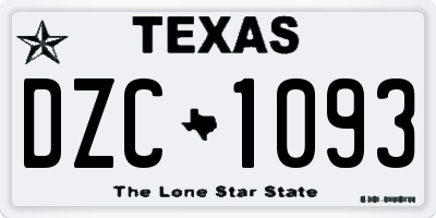 TX license plate DZC1093