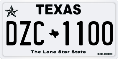 TX license plate DZC1100