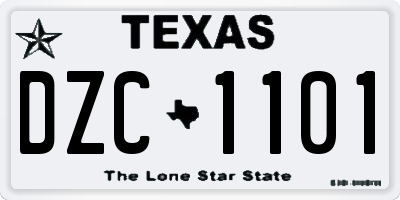 TX license plate DZC1101