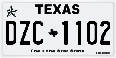 TX license plate DZC1102