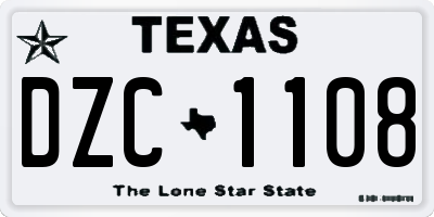 TX license plate DZC1108