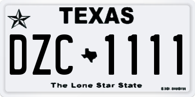 TX license plate DZC1111