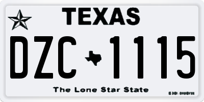 TX license plate DZC1115