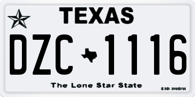 TX license plate DZC1116
