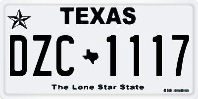 TX license plate DZC1117