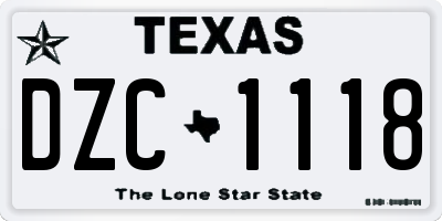 TX license plate DZC1118
