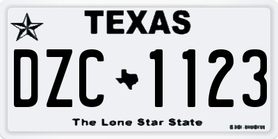 TX license plate DZC1123