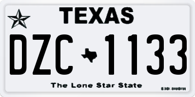 TX license plate DZC1133