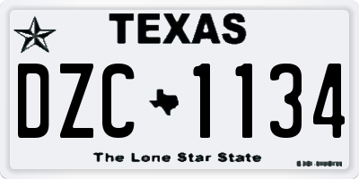 TX license plate DZC1134