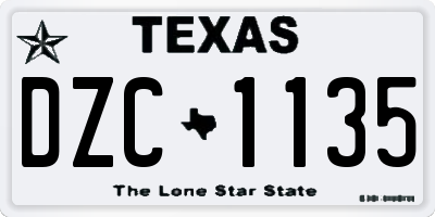 TX license plate DZC1135