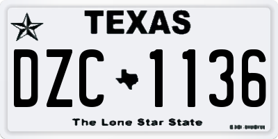 TX license plate DZC1136