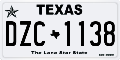 TX license plate DZC1138