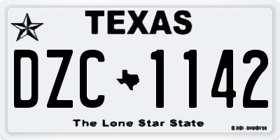TX license plate DZC1142