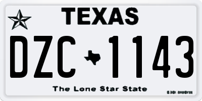 TX license plate DZC1143