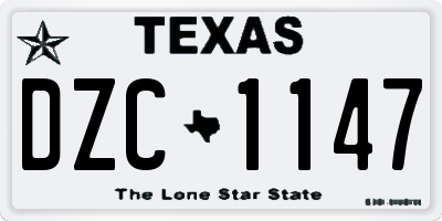 TX license plate DZC1147