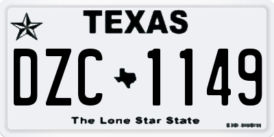 TX license plate DZC1149