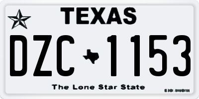 TX license plate DZC1153