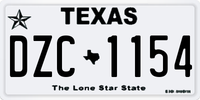TX license plate DZC1154