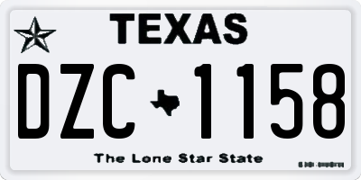TX license plate DZC1158