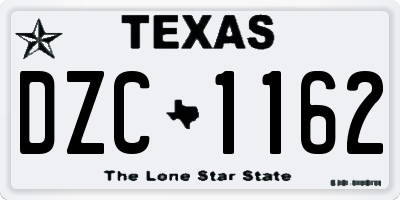 TX license plate DZC1162