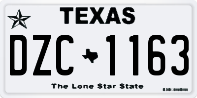 TX license plate DZC1163